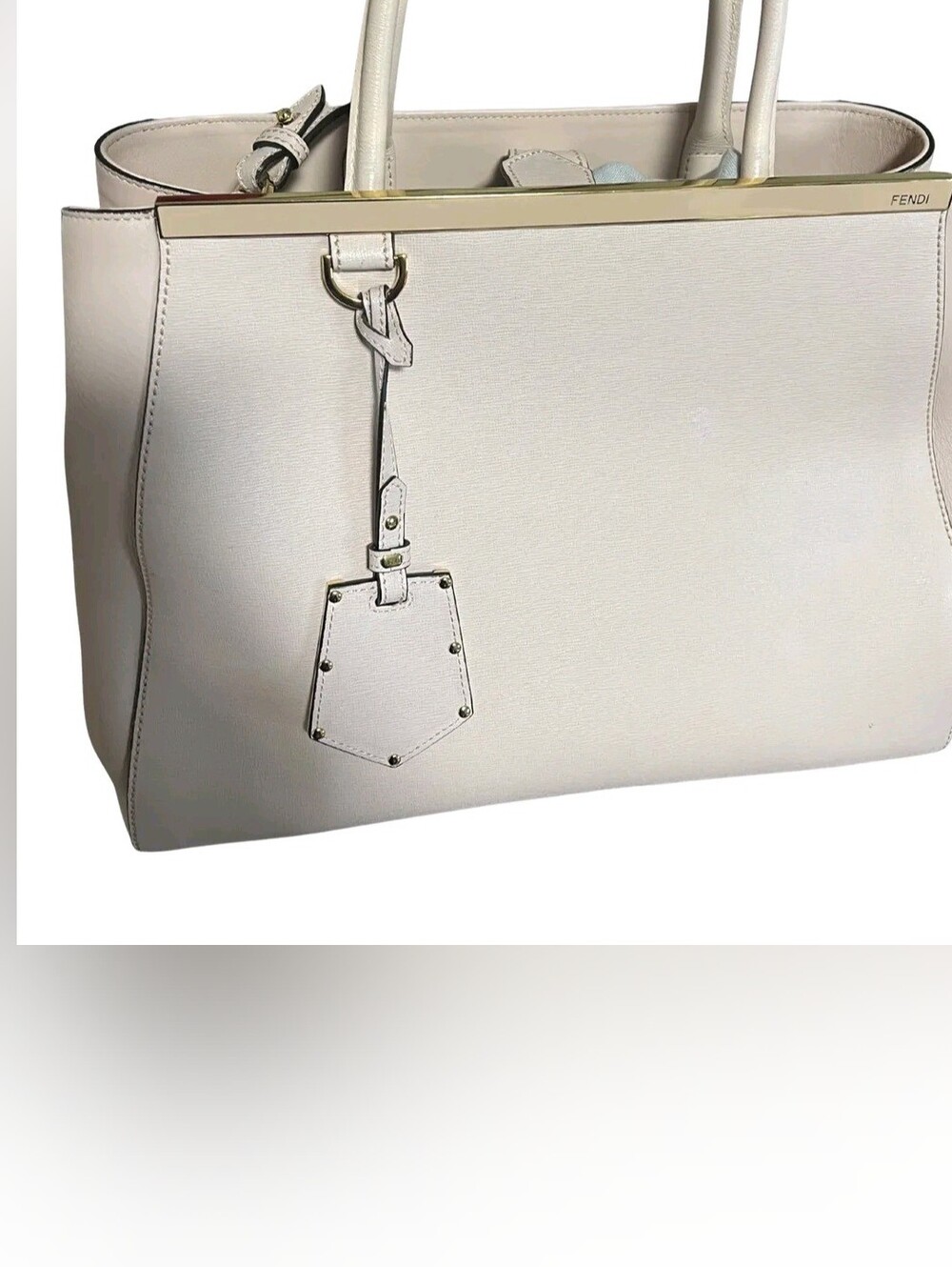 Fendi 2 Way DuJour Baby Pink Leather Tote with Gold-Tone Bar